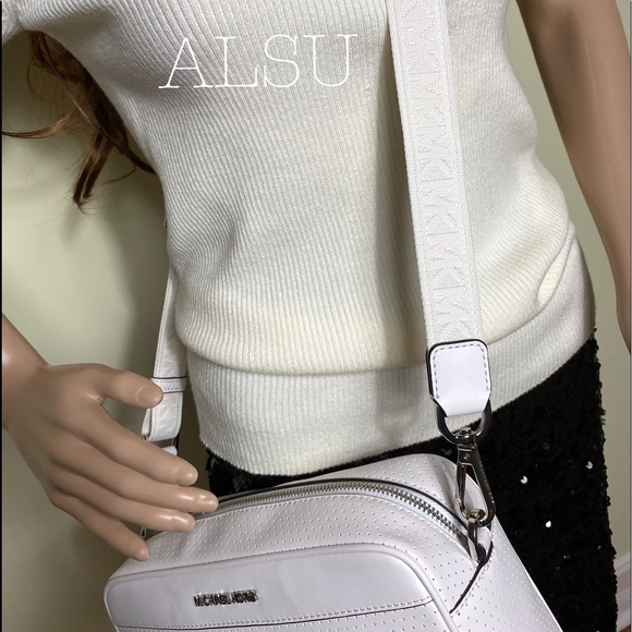 🌸Spring Sale🌸 Michael Kors Hanover LG Crossbody Vegan Faux White 35S0SU8C3L - Picture 3 of 12